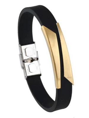 Trendy Golden Bracelet with Silicone Strap