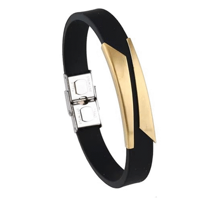 Trendy Golden Bracelet with Silicone Strap